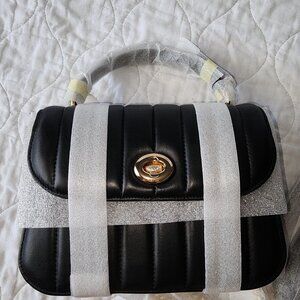 Marlie Top Handle Satchel with Quilting Black Nappa Leather